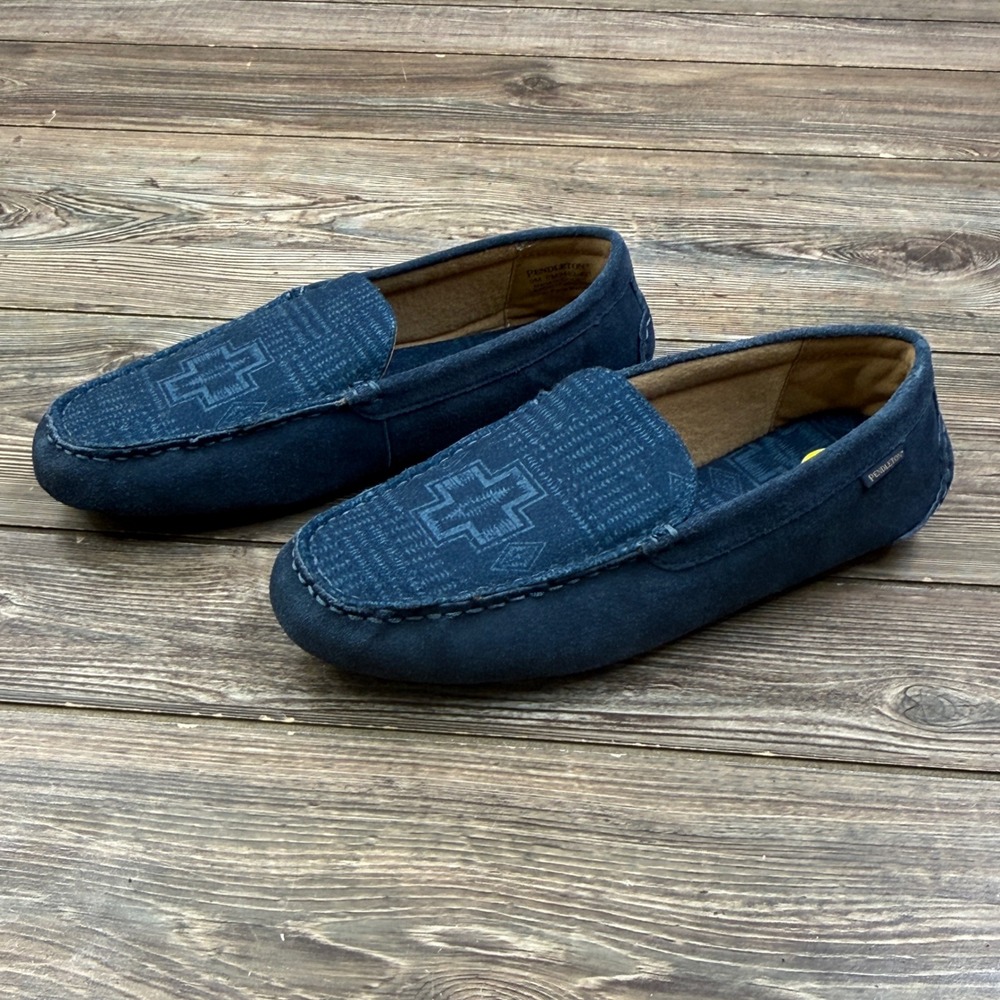 Pendleton Mens Size 9 Harding Slipper Blue Suede Southwestern Driver Loafers NEW - Picture 1 of 6